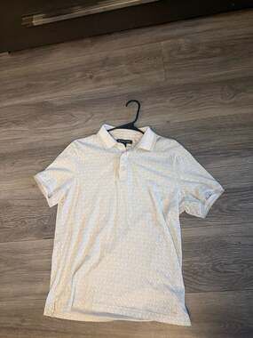 Michael Kors Men's MK Signature Monogram Print Short Sleeve Polo Shirt